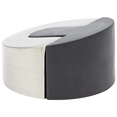 Image of WAGNER Doorstop Opera Small Ø 46 x 26 mm, Design Buffer Made of die cast zinc with Stainless Steel Look + Soft Thermostatic Rubber, to be Screwed on Floors, mounting Material Included 15506711