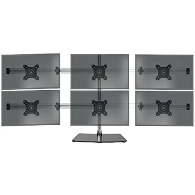 Image of Duronic 6 Monitor Arm Stand Mount DM756 Bracket, Freestanding Heavy Duty PC Desk Mount, Height Adjustable, For Six 15 24 inch LED LCD Screens, VESA 75/100, 8kg Capacity, Tilt and Rotate