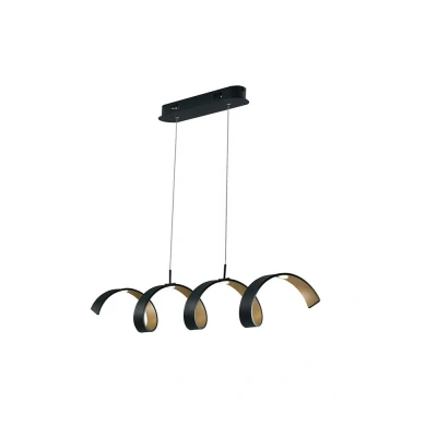 Image of HELIX LED Swirl Pendant Ceiling Light Black, Gold 1600lm 3000K 80x13.5cm
