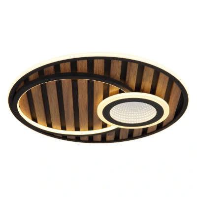 Image of Woody 50cm Integrated LED Semi Flush Ceiling Light Matt Black 3000K