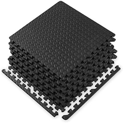Image of Bond Hardware Black Interlocking Foam Mats Tiles Gym Play Garage Workshop Floor Mat (24 96 SQ FT)
