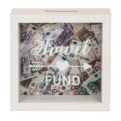 Image of Out of the blue Wooden money box, travel cash, approx. 15 x 5 cm, white, Wood