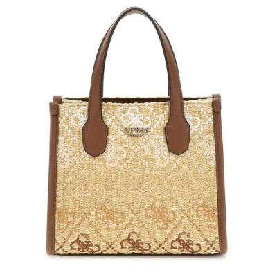 Image of Guess Silvana 2 COMP MINI TOTE Handbag, Women&#039;s, Size: One Size, Cognac