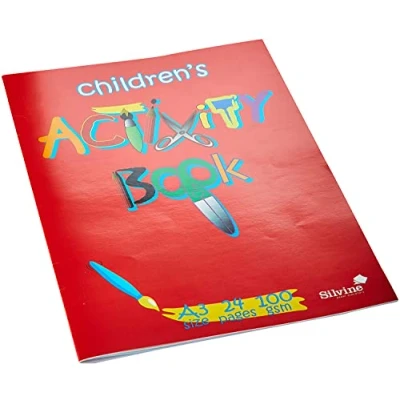 Image of Silvine A3 Children&#039;s Activity Book. 24 Pages of 100gsm Smooth White Cartridge Paper (420 x 297mm)