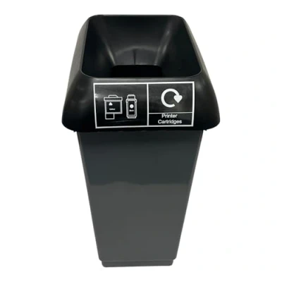 Image of 50 Litre Recycling Waste Bin With Lid &amp; Logo Sticker Included (Black Printer Cartridge Logo)