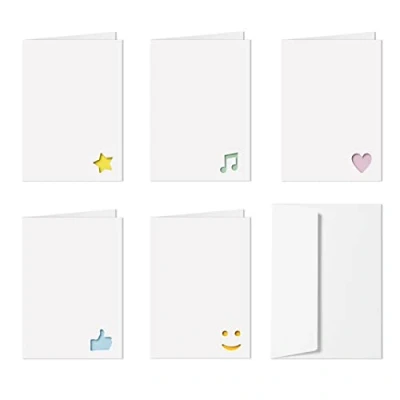 Image of Blake Emoji Note Cards Fun Unique Designs with envelopes Pack of 5 A6 148mm x 105 mm, White, NCE8200/5