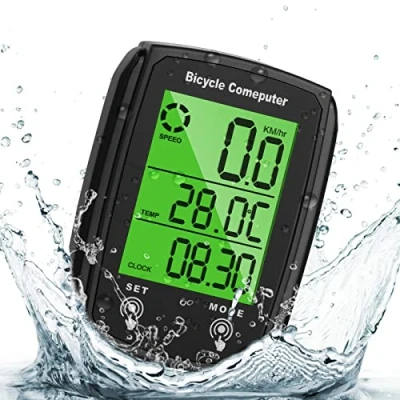 Image of URAQT Bike Computer, Universal 19 Functions IP54 Waterproof Bicycle Speedometer Odometer, GPS Cycling Computer with LCD Backlight Display Touch Screen, Automatic Start/Stop, For