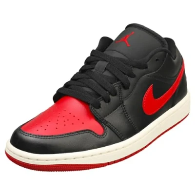 Image of Nike Dunk Low Retro Women&#039;s Basketball Shoes, Black Gym Red Sail 061, 5.5 UK