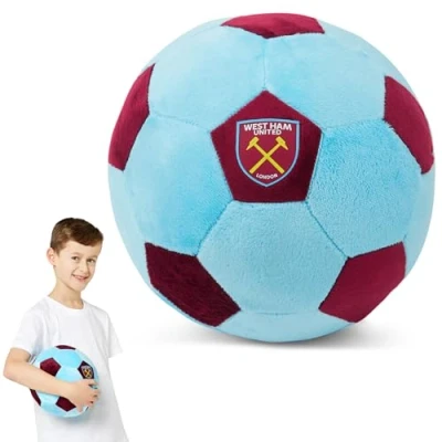 Image of West Ham FC Officially Licensed Plush Football 22 cm Soft Toy Pillow Fluffy Stuffed Ideal for Kids and Adults Perfect Sports Gift Hammers