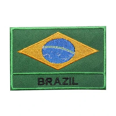 Image of Brazil National Flag Embroidered Iron on Patch Sew Badge for Clothes etc