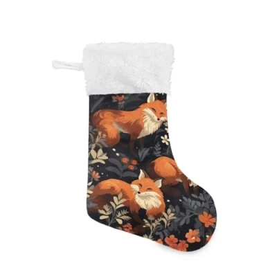 Image of Ewusp 1PCS Christmas Stockings, Cute Fox 18 Inches Large Stocking, Fireplace Hanging Stockings Decorations Xmas Ornaments for Family Holiday Party