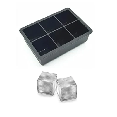Image of Nicoman Easy Release Silicone ICE Cube Mould with Spill Resistant Lids, Giant Cube, Suitable for Whiskey Cocktail Wine or Any Drink, (2 Packs) Black