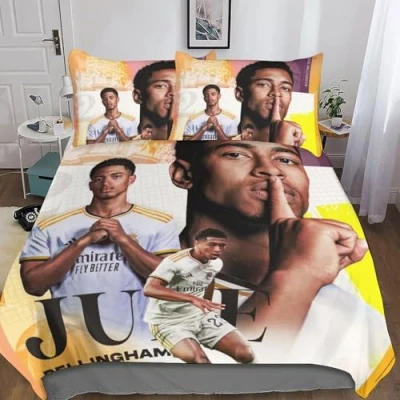 Image of EOASNRTCB Jude Bellingham 3D Duvet Cover with Pillowcases Bedding Set Zipper Soft Comfortable Microfiber Quilt Double（200x200cm）
