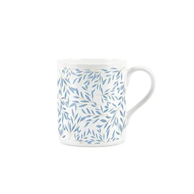 Image of Purely Home Blue Leaves and Foliage Fern Design Fine Bone China Mug White Coffee/Tea Present Gift