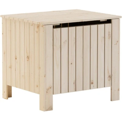 Image of vidaXL Solid Pine Storage Box Chest with Lid RANA 60x49x54 cm Wooden Blanket for Living Room, Bedroom, Bathroom Rustic Slatted Design