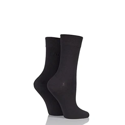 Image of 2 Pair Cocoa Plain Bamboo Fibre Socks Ladies 4 8 Elle