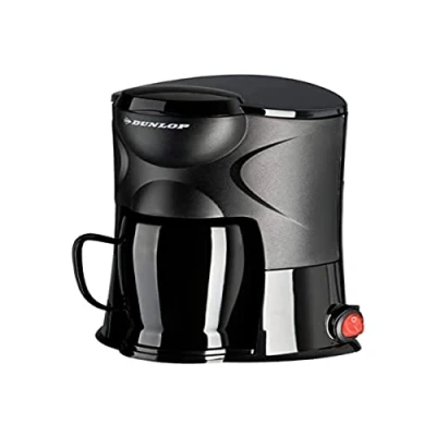 Image of DUNLOP Portable 1 Cup Coffee Maker, 170 W, Permanent Filter, Cigarette Lighter Connection, for Cars, Trucks, Motorhomes, with On/Off Switch, 195, Black