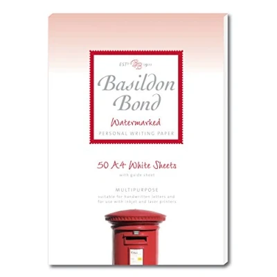 Image of Basildon Bond Luxury Writing Pad with 50 Sheets White, A4 (210 x 297mm)