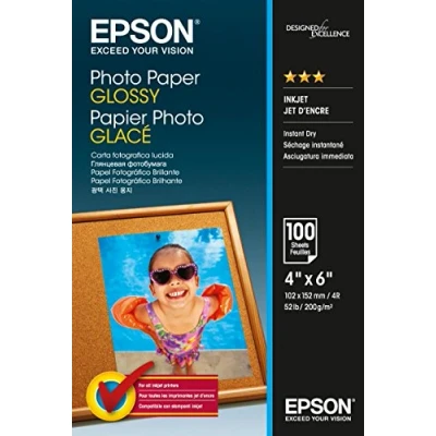 Image of Epson C13S042548 Glossy Photo Paper (Pack of 100), White, 10 x 15 cm