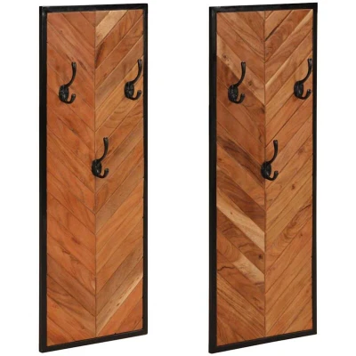 Image of vidaXL Coat Racks 2 pcs 35x1x90 cm Solid Wood Acacia
