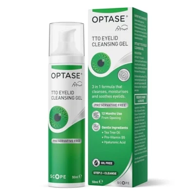 Image of Optase Tea Tree Oil Eyelid Cleansing Gel for Daily Hygiene Suitable Dry Eye, Blepharitis &amp; Styes Preservative Free 50ml