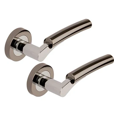 Image of Excel DH3575 Ultimo Passage Door Handles on Round Rose, Black Nickel/Polished Chrome