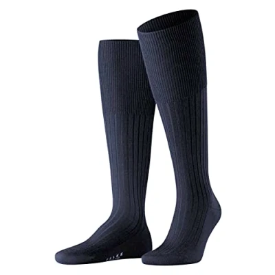 Image of FALKE Men&#039;s Bristol Pure M KH Wool Long Plain 1 Pair Knee High Socks, Blue (Dark Navy 6370), 7 8