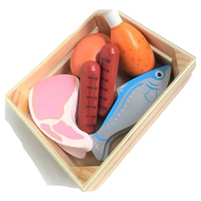 Image of Fun World Toys Wooden Play Food Set Healthy Vegetables Salad Crate/Non Meat Crate (Non Crate)
