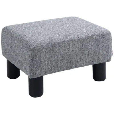 Image of HOMCOM Linen Fabric Footstool Footrest Small Seat Foot Rest Chair Ottoman Home Office with Legs 40 x 30 24cm Grey