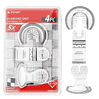 Image of EZARC Diamond Multi Tool Blade Set, Multitool Grout Removal Blades Precise for Brick, Masonry and Tile, 4 Pack