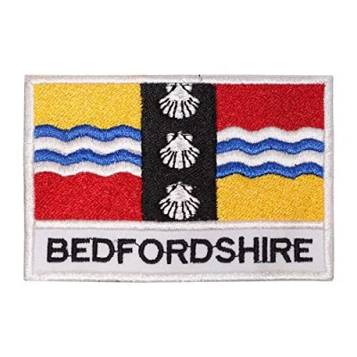 Image of Bedfordshire County Flag Logo Iron On Sew Embroidered Patch Badge Applique for Clothes Shirts Jeans etc