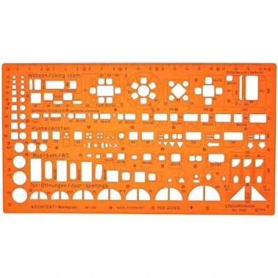 Image of Architect Stencil 1:100 Architectural Template Furniture for Interior Design Technical Drawing Architecture Sanitary