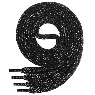 Image of Di Ficchiano 1 pair of quality polyester shoelaces, tear proof, flat, approx. 7.0 mm wide, 15 colours, 70 200 cm long black Black/silver