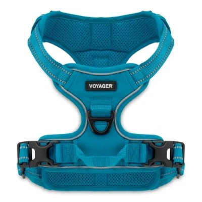 Image of Voyager Dog Harness Dual Leash Attachment No Pull Control Adjustable Soft but Strong Pet for Medium and Large Dogs with 3M Reflective Technology Turquoise, XL (Chest: 28 37&quot;)