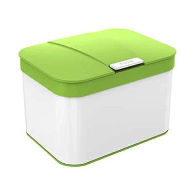 Image of Ibergrif Kitchen Countertop Bin with Lid, Hygienic Waste Disposal Caddy, Plastic, 4.3 litres (25 x 18,8 17 cm) White