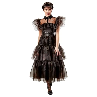 Image of Rubie&#039;s 1000853L000 Wednesday Rave &#039;N Dance Costume Addams Adult Fancy Dress, Girls, Black, 16 18