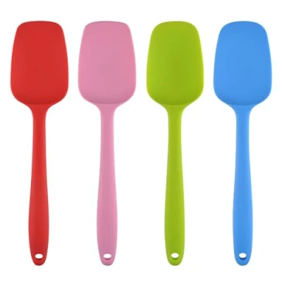 Image of Silicone Spoons Set of 4 500F Heat Resistant Seamless Rubber Spatulas with Stainless Steel Core Kitchen Utensils Non Stick for Cooking, Baking and Mixing (27cm / 10.6inch)