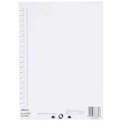 Image of Rexel Crystalfile Lateral 275 Tab Inserts White (Pack of 57) 78370
