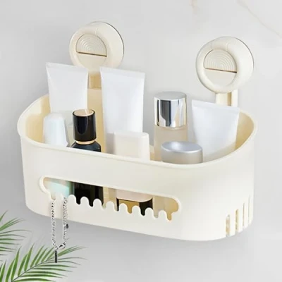 Image of Home X Shower Caddy, Bathroom Storage Shelf No Drilling, Caddy Organiser Removable &amp; Waterproof, Basket Rack Suction Cup for Shampoo Conditioner Razors Soap