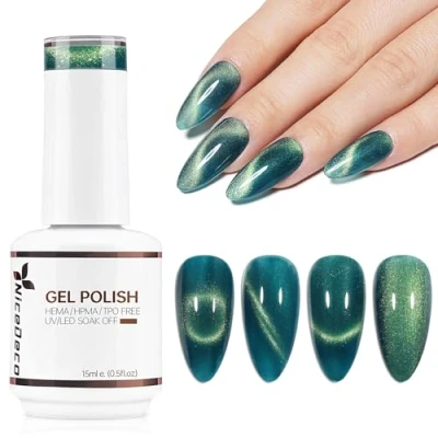 Image of Nicedeco Cat Eye Gel Nail Polish, 15ML UV/LED Soak Off Polish Art Manicure Pedicure, Salon &amp; Home Use Long Lasting Easy to Apply 313