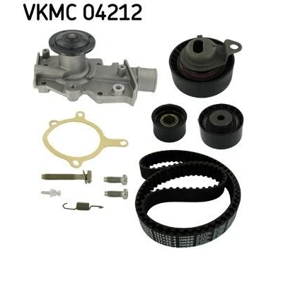 Image of VKMA04212, VKPC84406 Water Pump + Timing Belt Kit SKF VKMC 04212 with gaskets/seals 131 rounded tooth profile Cast Iron