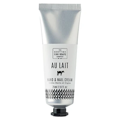 Image of Scottish Fine Soaps Au Lait Hand and Nail Cream Enriched With Shea Butter, Sweet Almond Oil Aloe Vera Rich, Creamy Texture Delicate Scent Handbag Sized Sensitive Formula 75ml