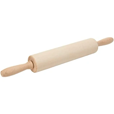 Image of Dexam 17740122 Beech Revolving Rolling Pin with Handles 45cm, Beige