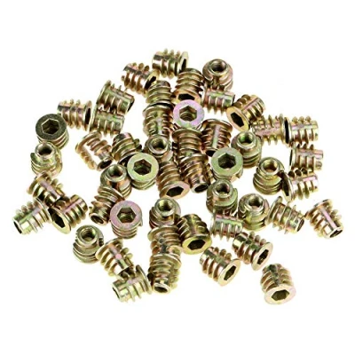 Image of Kadimendium 50Pcs M4x8mm Zinc Alloy Flanged Head Hex Drive Furniture Nuts Threaded Wood Insert Nut for