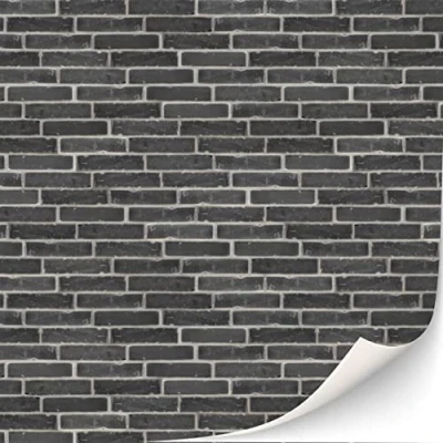 Image of 3 Sheets Self Adhesive Wall Cladding for Dollhouse 1:12 Scale (Black Bricks)