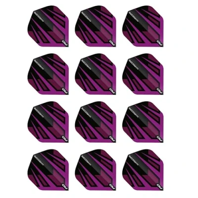 Image of RED DRAGON Hardcore Radical Purple &amp; Black Fan Dart Flights 4 Sets Per Pack (12 in total)