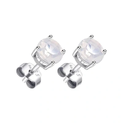 Image of Philip Jones Sterling Silver White Opal Earrings Created with Zircondia® Crystals