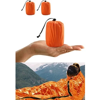 Image of HONYAO Survival Sleeping Bag, Emergency Bivvy Bag Rescue Blanket Reusable for Outdoor Camping, Hiking 2 pack