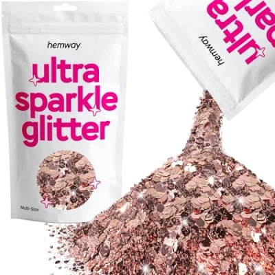 Image of Glitter Multi Size Light Rose Gold Ultra Sparkle Sequins Nail Face Festival Christmas Halloween Makeup Chunky Fine 100g / 3.5oz