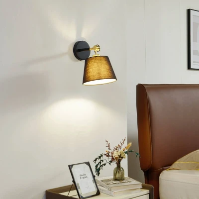 Image of Lucande wall lamp Marvaine, black/gold coloured, adjustable